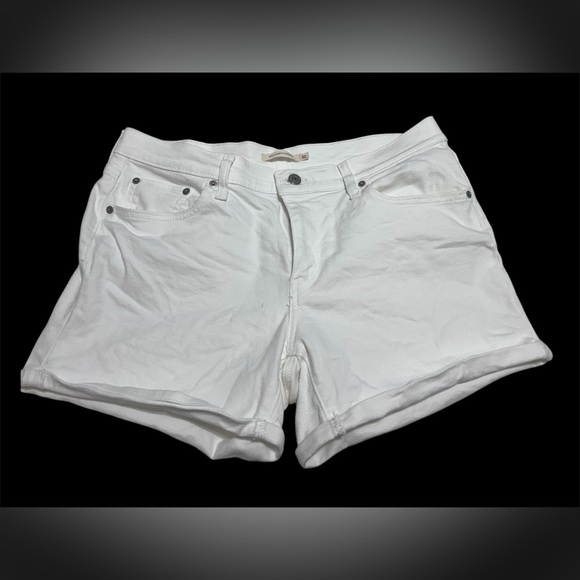 Levi's Pants - Levi's White Jean Shorts with Stretch Denim and Minimal Styling